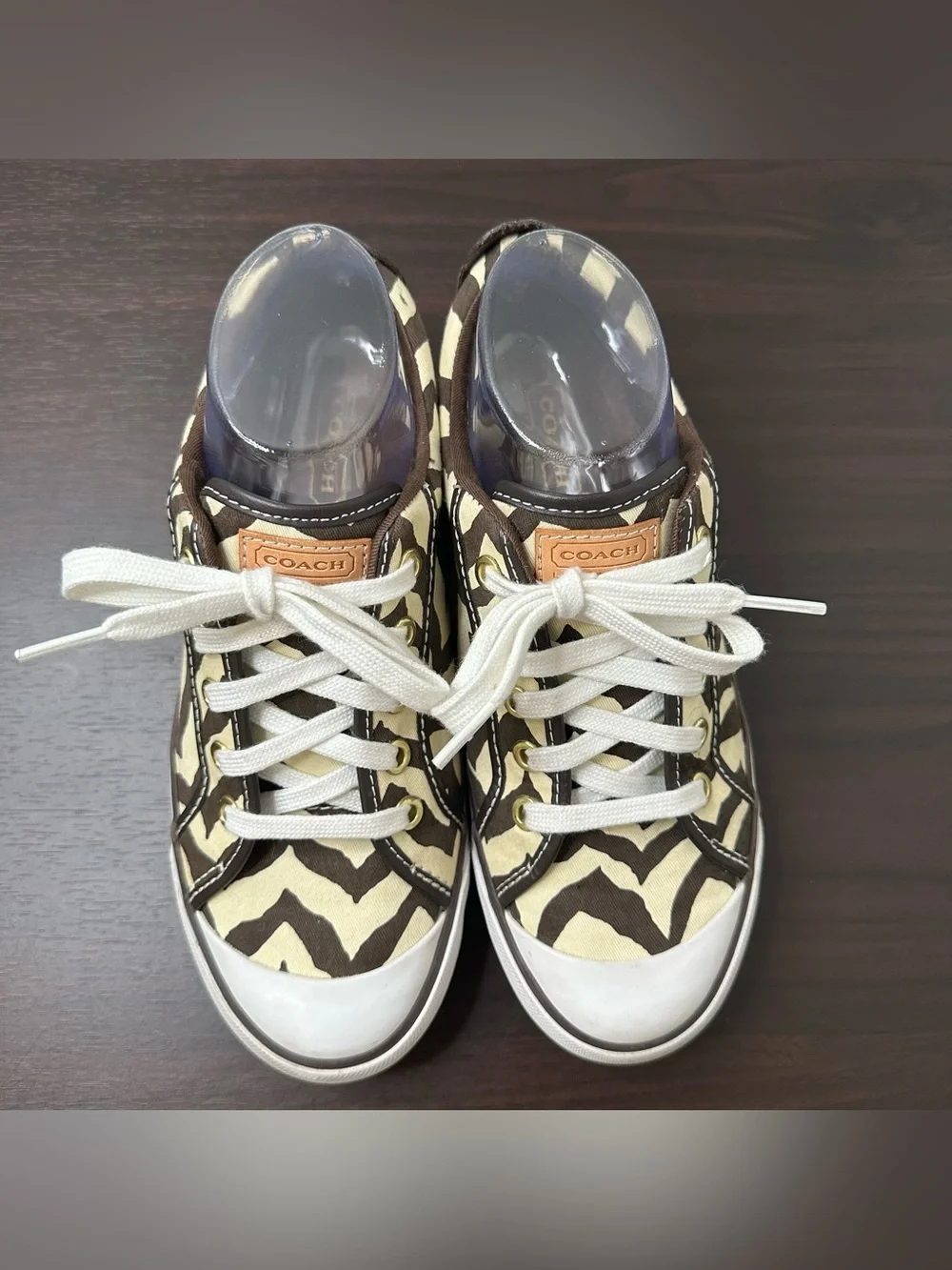 Coach Barrett Zebra Animal Print Canvas Leather Lace-Up Sneakers Rubber Sole 7.5